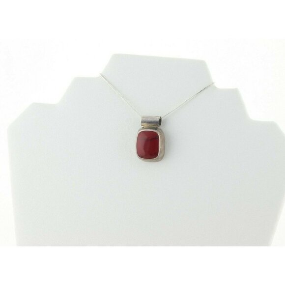 Large Big Sterling Silver Red Howlite Pendant Only - Picture 5 of 7
